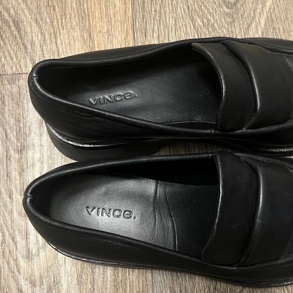 VINCE Robin Leather Loafer Dress Shoe Black Preppy Work Size 8.5 - Picture 7 of 10